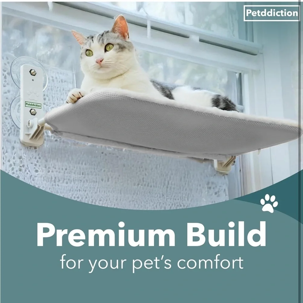 Brand New Cat Hammock Strong Window Suction 40 lb Capacity Cozy Indoor Gray Bed